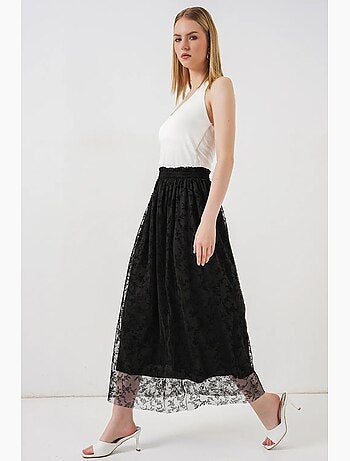 Jupe maxi trapèze taille haute à fleurs bdart