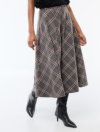 Jupe midi à carreaux