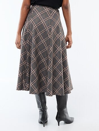 Jupe midi à carreaux