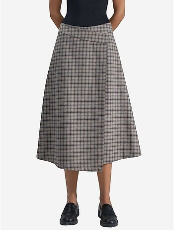 Jupe midi à carreaux taille haute hiccup