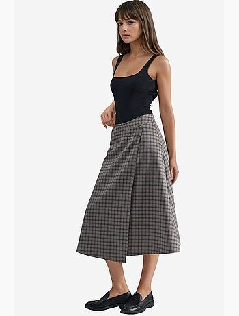 Jupe midi à carreaux taille haute hiccup