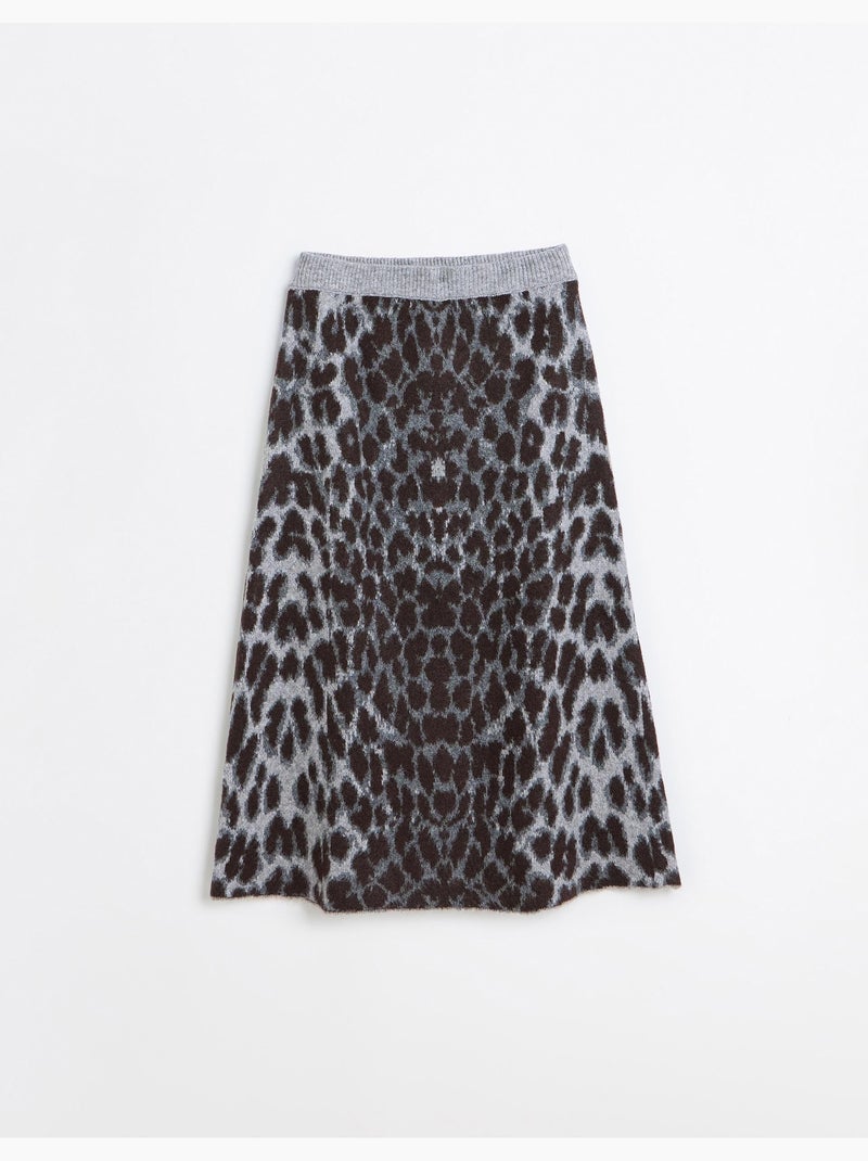 Jupe midi à imprimé animalier, mo fashion Gris - Kiabi