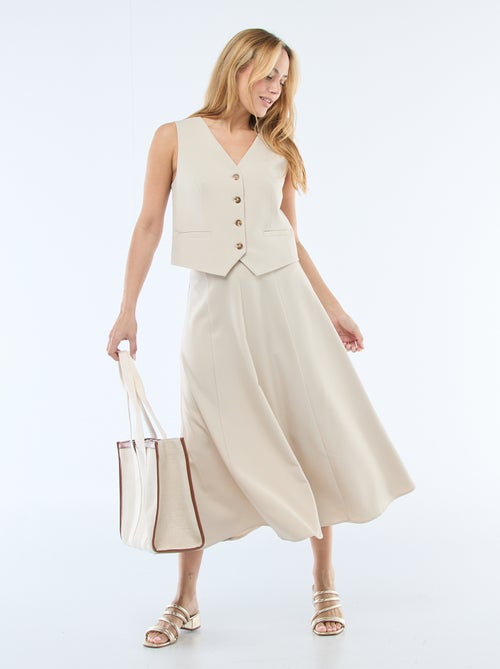 Jupe midi à pinces évasée - Kiabi