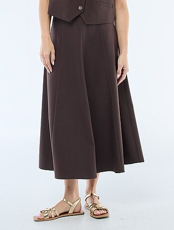 Jupe midi à pinces évasée