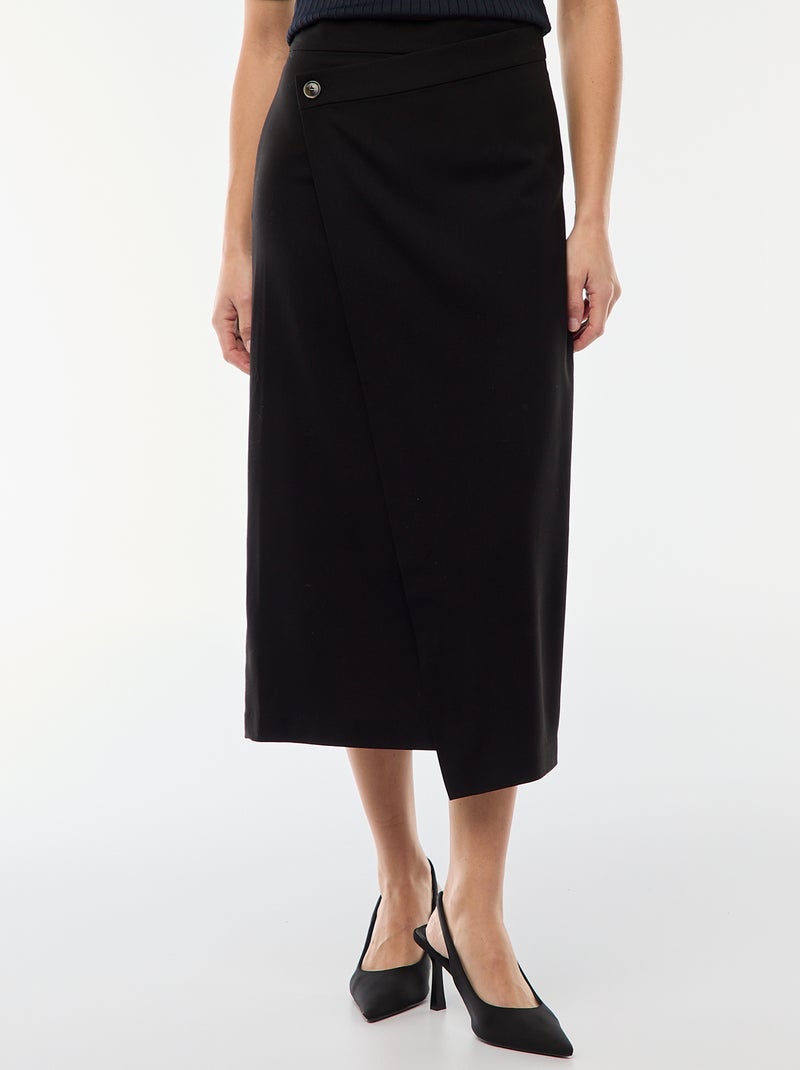 Jupe midi asymétrique Noir - Kiabi