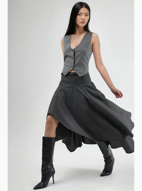Jupe midi asymétrique texturée taille haute hiccup - Kiabi