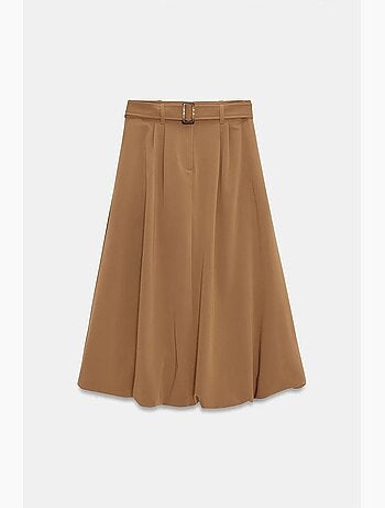 Jupe midi ballon taille haute avec ceinture dilvin