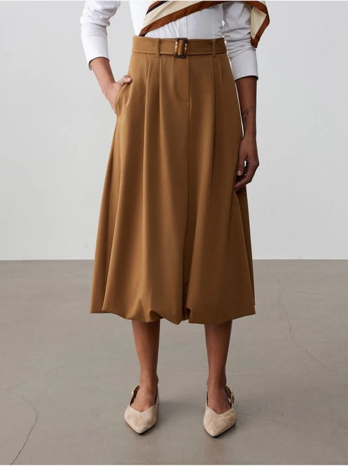 Jupe midi ballon taille haute avec ceinture dilvin - Kiabi Jupe midi ballon taille haute avec ceinture dilvin - Kiabi