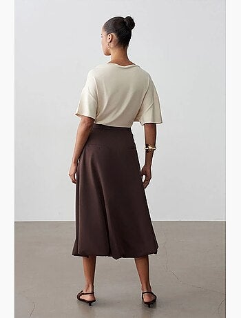 Jupe midi ballon taille haute avec ceinture dilvin