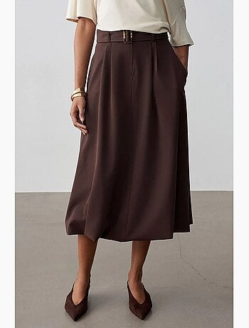 Jupe midi ballon taille haute avec ceinture dilvin
