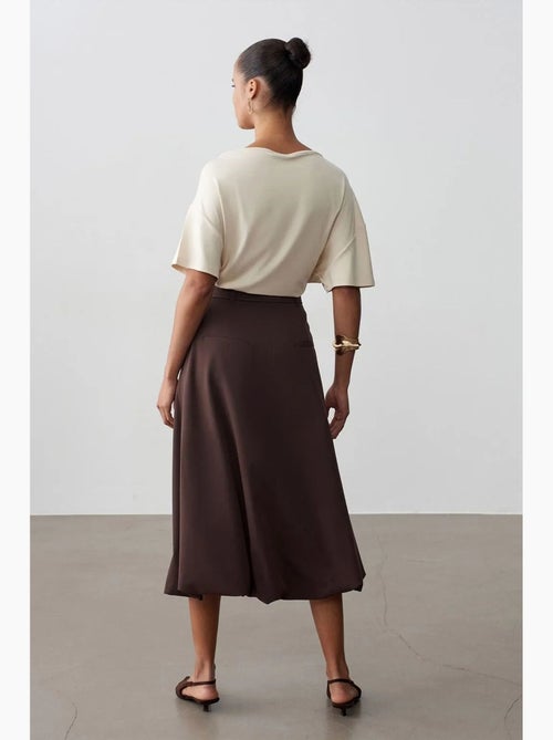 Jupe midi ballon taille haute avec ceinture dilvin - Kiabi