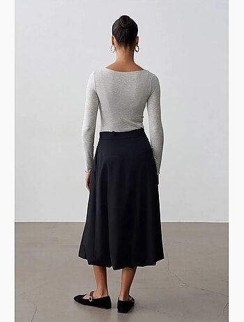 Jupe midi ballon taille haute avec ceinture dilvin