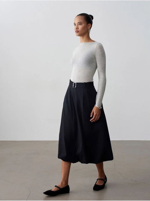 Jupe midi ballon taille haute avec ceinture dilvin - Kiabi