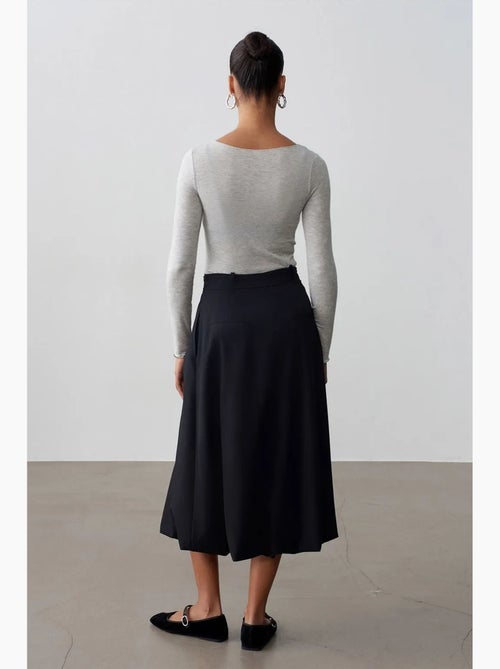 Jupe midi ballon taille haute avec ceinture dilvin - Kiabi