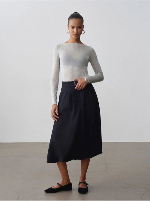 Jupe midi ballon taille haute avec ceinture dilvin - Kiabi