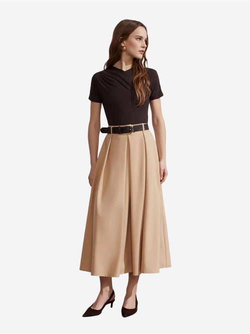 Jupe midi droite taille haute en crêpe dilvin - Kiabi