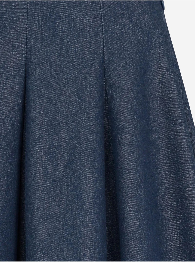 Jupe midi en denim trapèze taille haute mixray Bleu marine - Kiabi