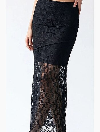 Jupe midi en dentelle taille haute mixray