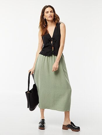 Jupe midi en gaze de coton