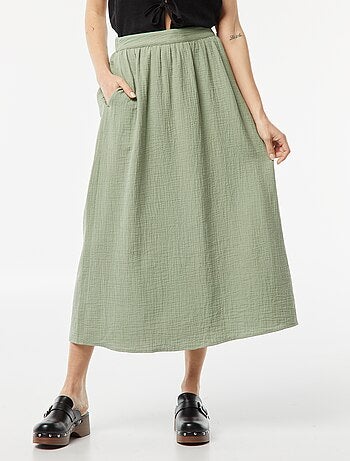 Jupe midi en gaze de coton