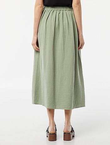 Jupe midi en gaze de coton