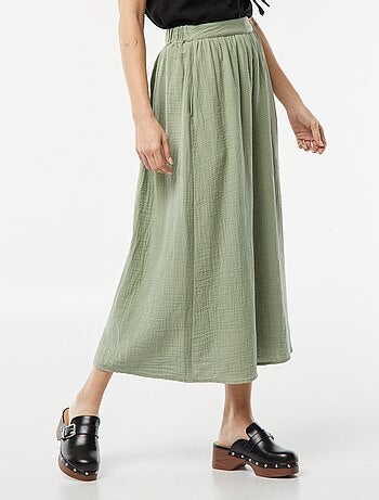 Jupe midi en gaze de coton