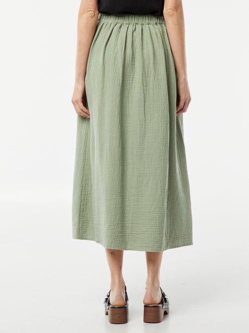 Jupe midi en gaze de coton - Kiabi