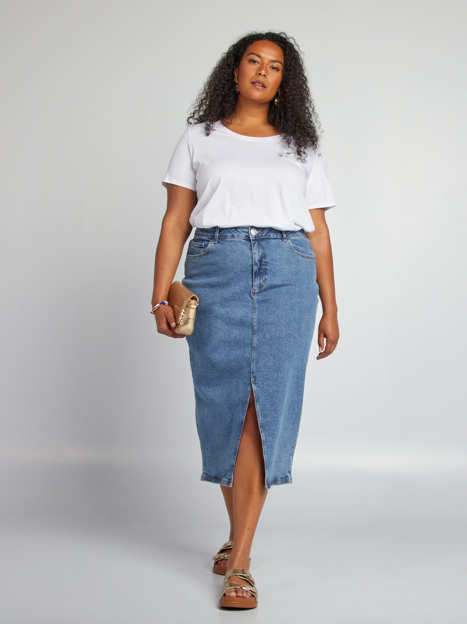 Jupe midi en jean Bleu Kiabi 25.00