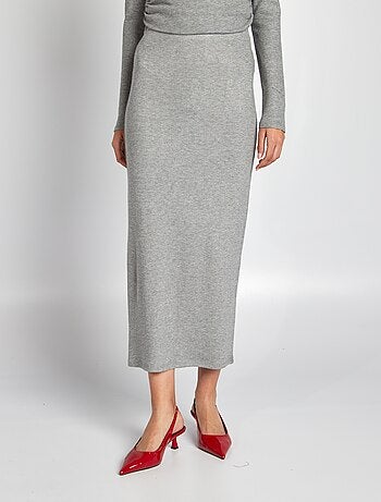 Jupe midi en maille doudou