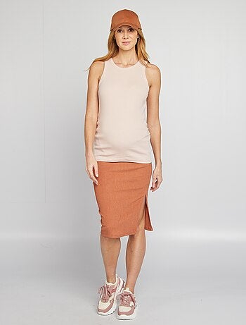 Jupe midi en maille gaufrée grossesse