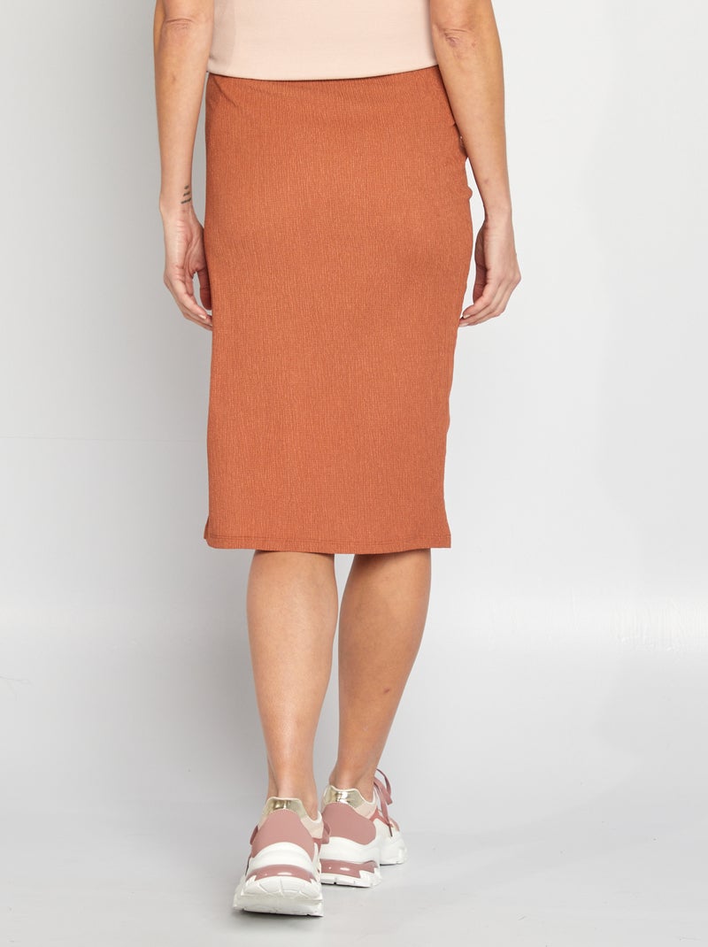 Jupe midi en maille gaufrée grossesse MARRON - Kiabi