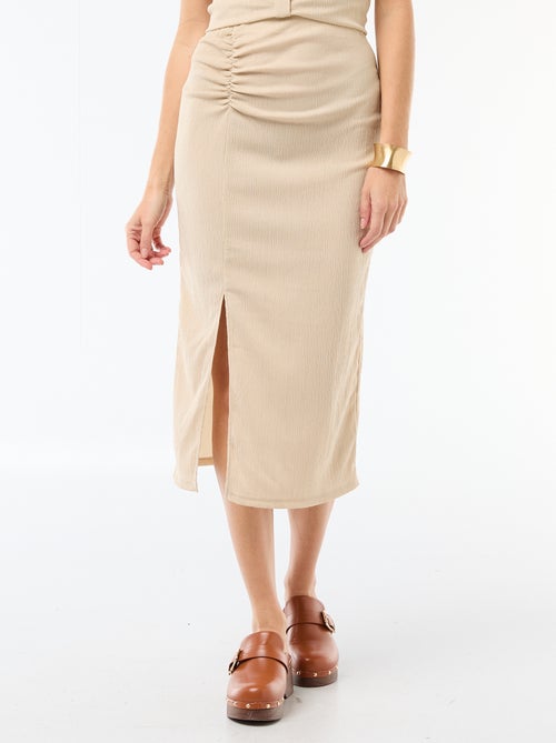 Jupe midi en maille texturée - Kiabi