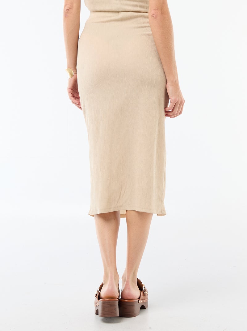 Jupe midi en maille texturée Beige - Kiabi