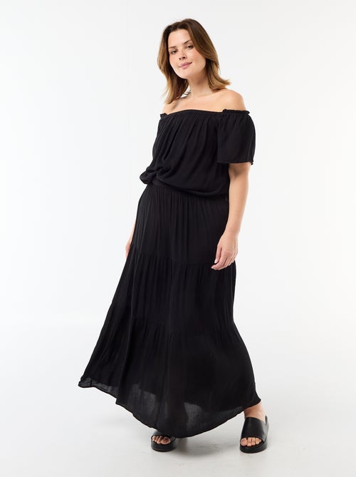 Jupe midi en matière crépon - Kiabi