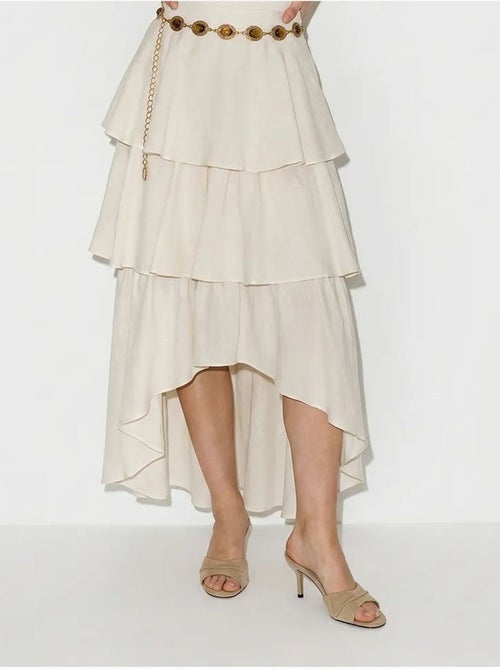 Jupe midi en popeline de coton à taille haute lucci - Kiabi