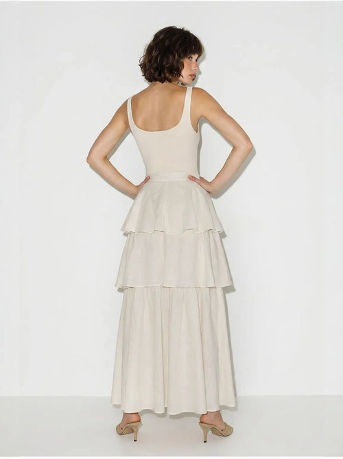 Jupe midi en popeline de coton à taille haute lucci - Kiabi