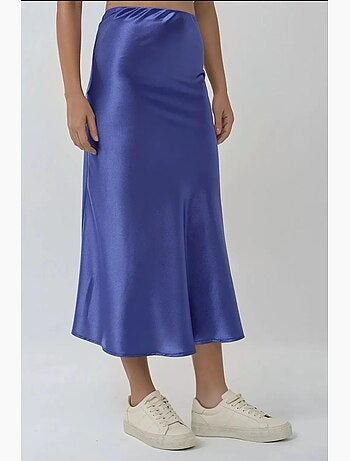 Jupe midi en satin taille haute hiccup