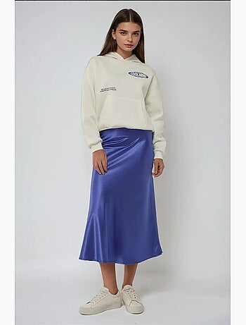 Jupe midi en satin taille haute hiccup