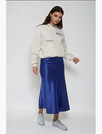 Jupe midi en satin taille haute hiccup