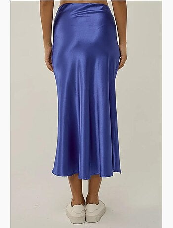 Jupe midi en satin taille haute hiccup