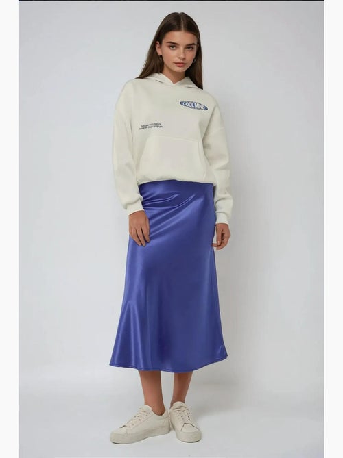 Jupe midi en satin taille haute hiccup - Kiabi