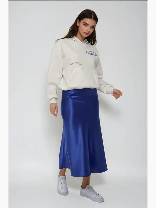 Jupe midi en satin taille haute hiccup - Kiabi