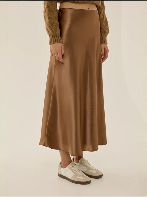 Jupe midi en satin taille haute hiccup - Kiabi