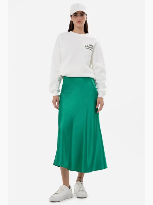 Jupe midi en satin taille haute hiccup - Kiabi Jupe midi en satin taille haute hiccup - Kiabi