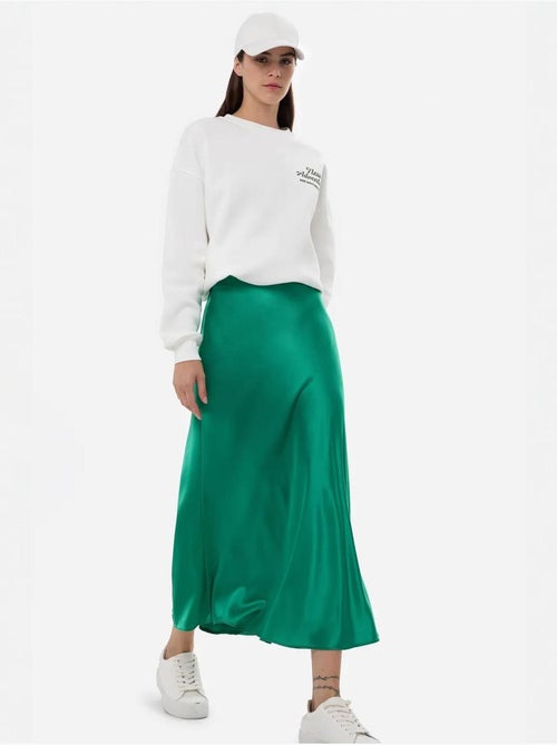 Jupe midi en satin taille haute hiccup - Kiabi Jupe midi en satin taille haute hiccup - Kiabi