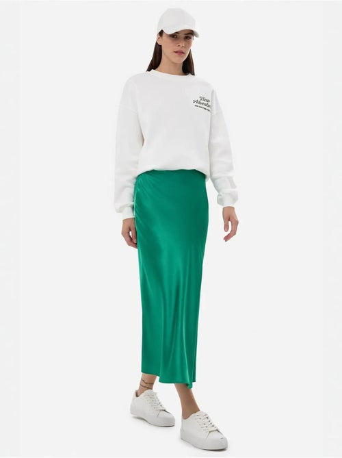 Jupe midi en satin taille haute hiccup - Kiabi Jupe midi en satin taille haute hiccup - Kiabi