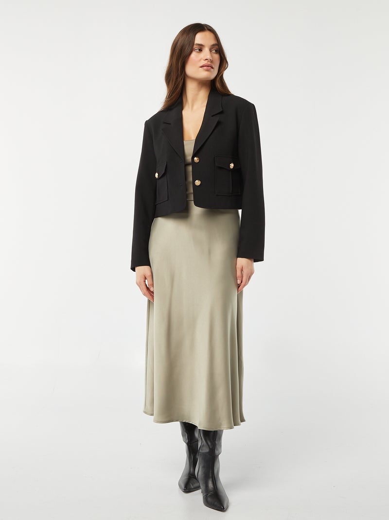 Jupe midi en satin Vert - Kiabi