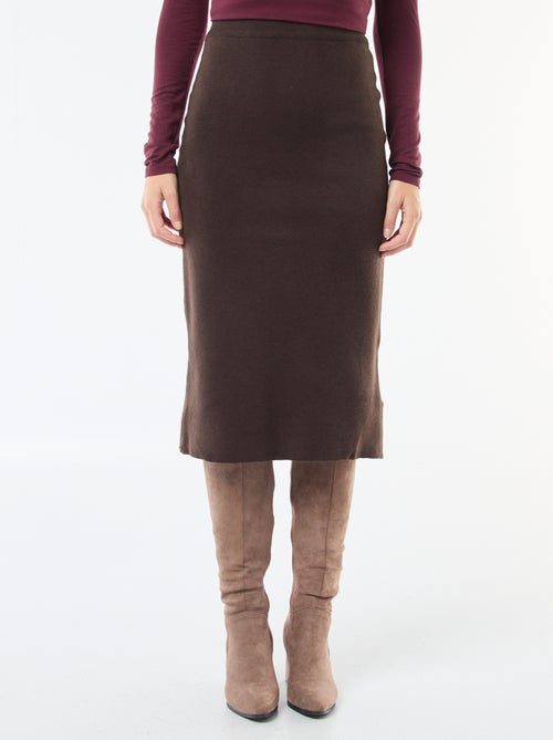 Jupe midi en tricot ottoman - Kiabi