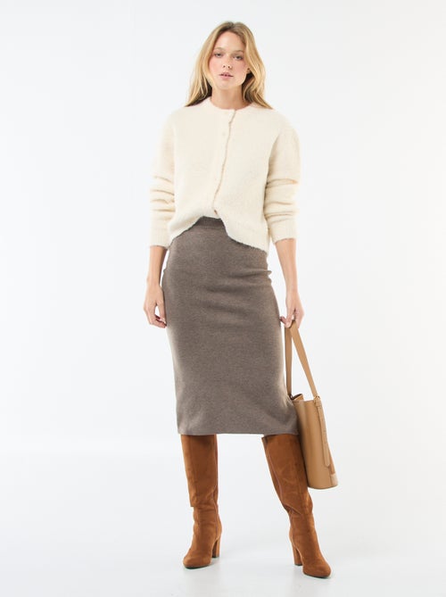 Jupe midi en tricot ottoman - Kiabi