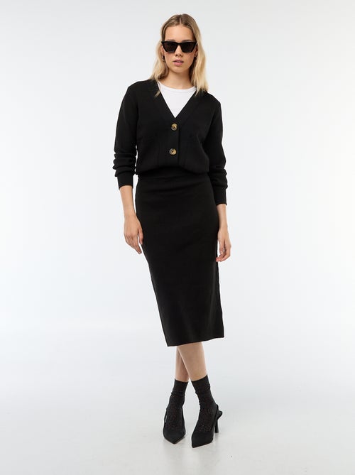 Jupe midi en tricot ottoman - Kiabi